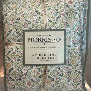 William Morris and Co Floral King Sheet Set - Green and Pink
